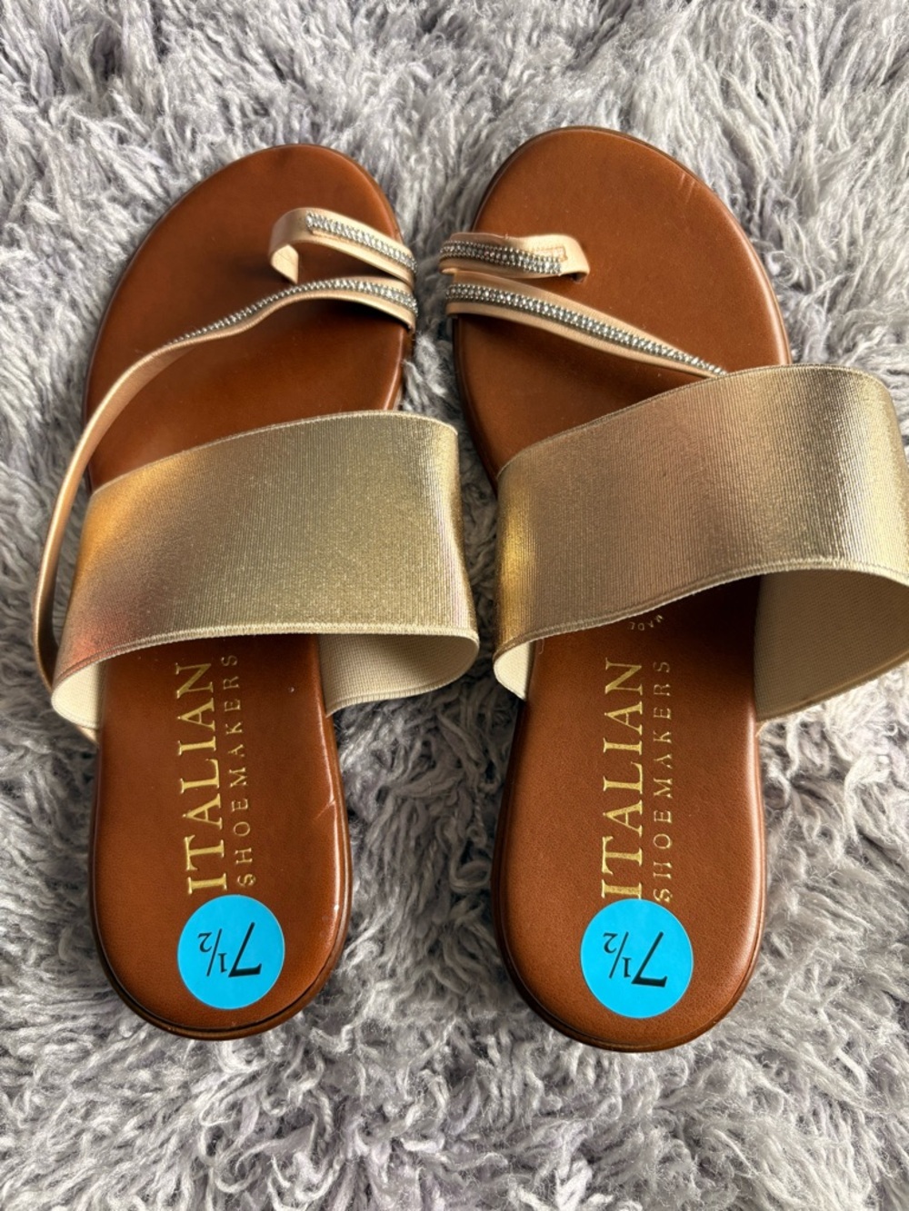 Italian Shoemakers Metallic Gold and Brown Slide Sandals Size